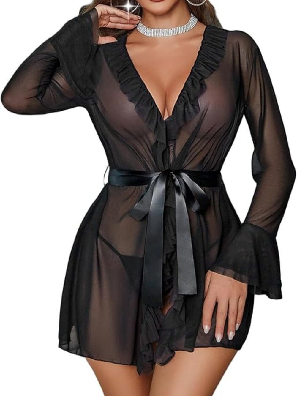BRAND NEW Mesh Lingerie Robe Set